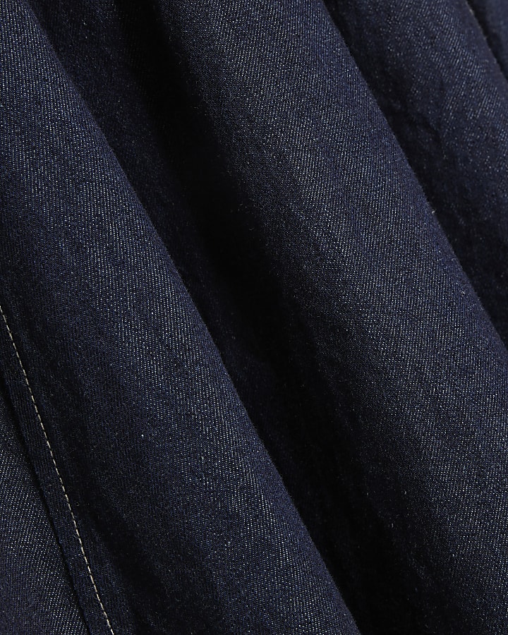 Blue Corset Detail Denim Mini Dress