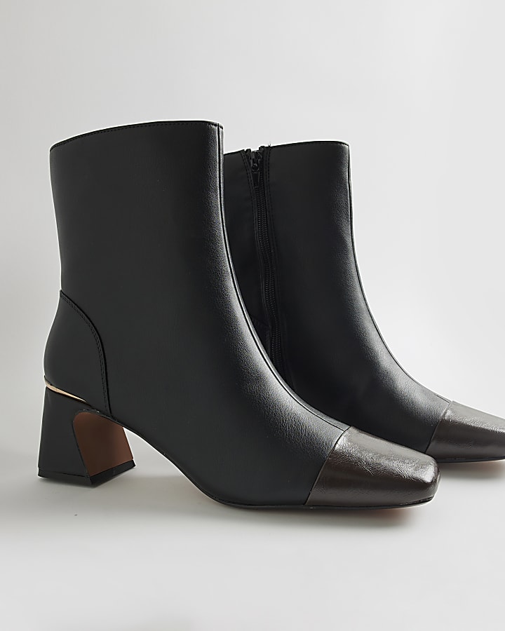 Black Toe Cap Ankle Boots