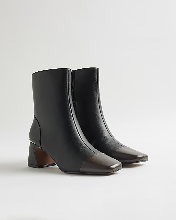 Black Toe Cap Ankle Boots