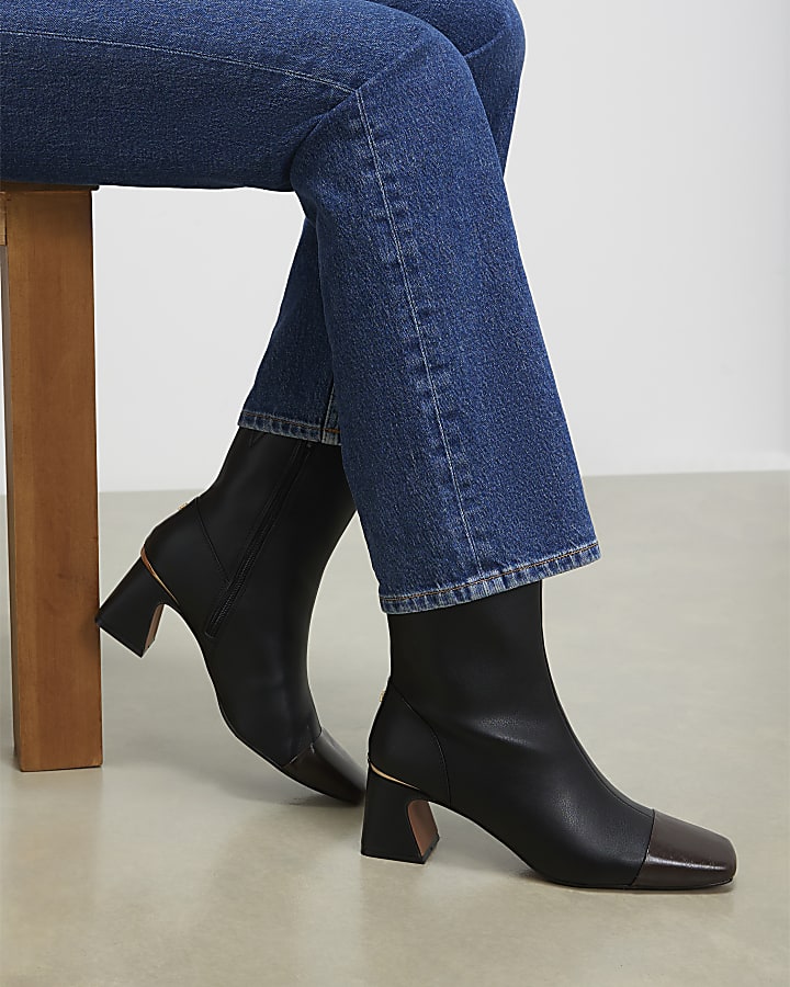 Black Toe Cap Ankle Boots