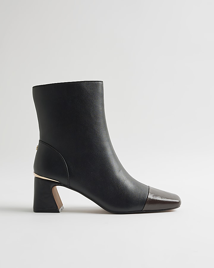 Black Toe Cap Ankle Boots