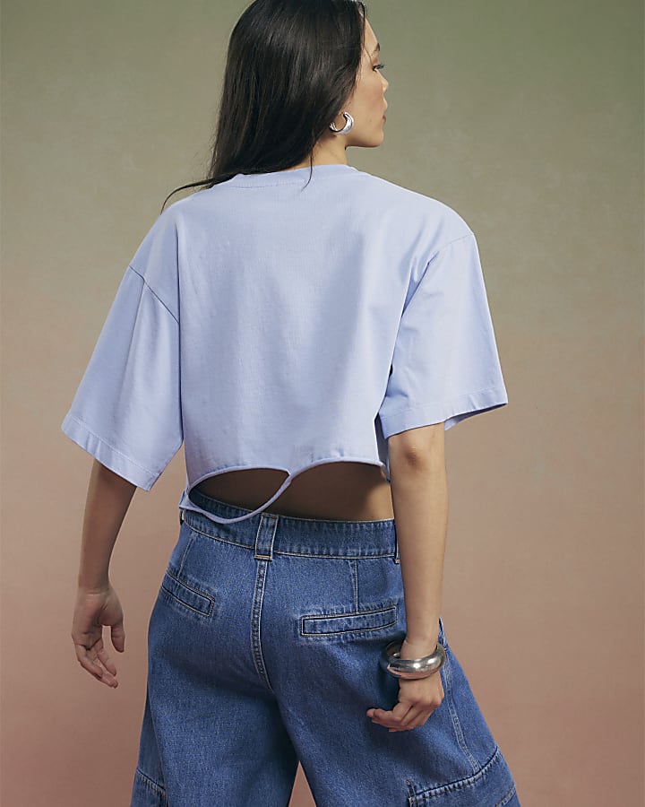 Blue Year Zero Tiger Graphic Crop T-Shirt