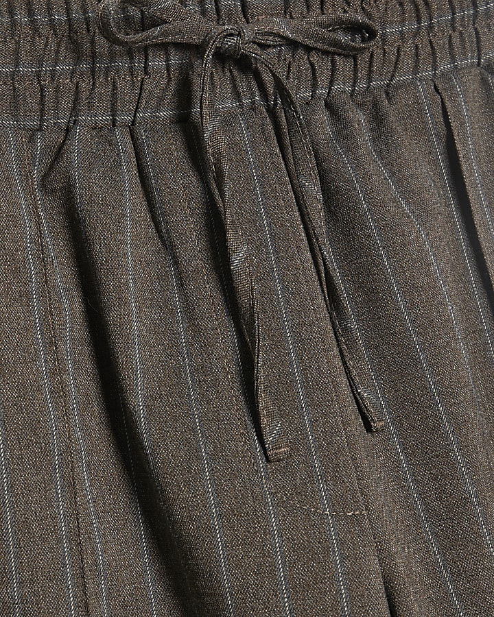 Brown Pinstripe Wide leg Joggers