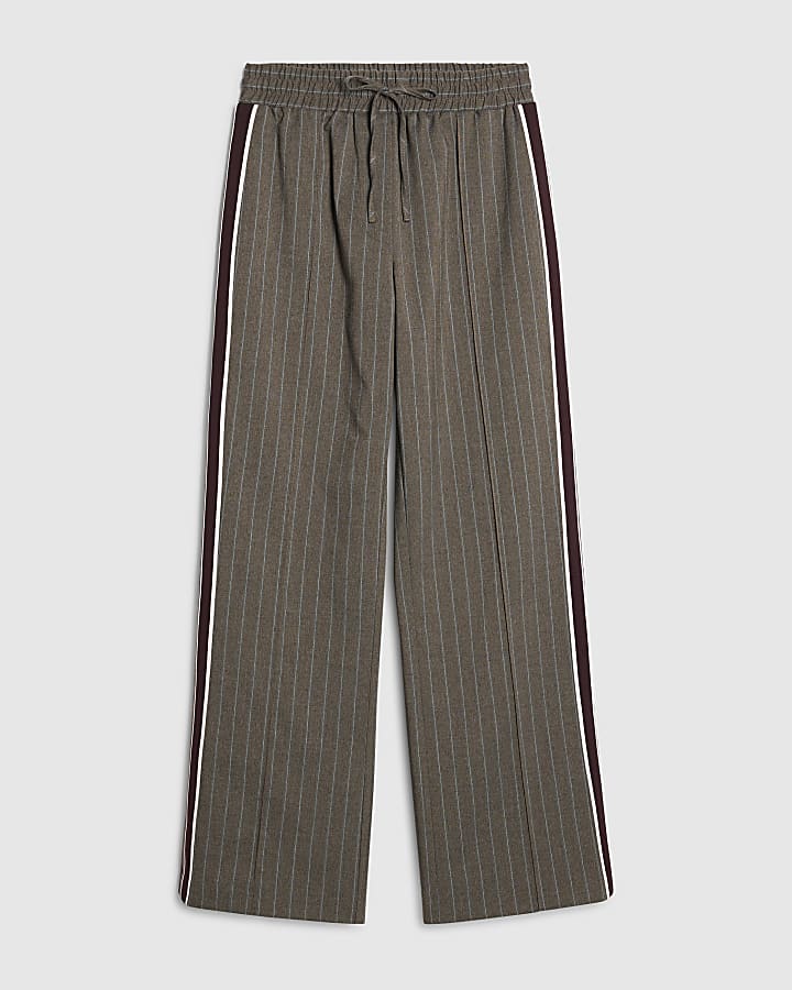 Brown Pinstripe Wide leg Joggers