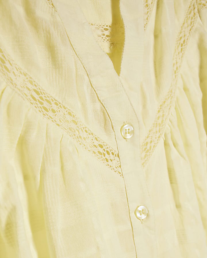 Yellow Lace Button Through Blouse