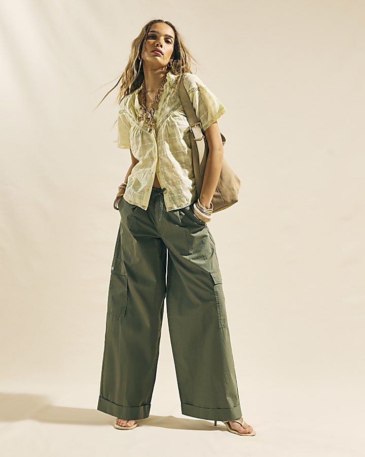 Yellow Lace Button Through Blouse