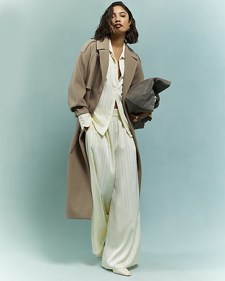 Cream Stripe Crinkle Blouse