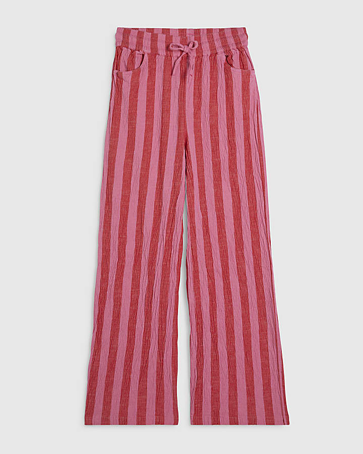Pink Stripe Pull On PJ Style Trousers