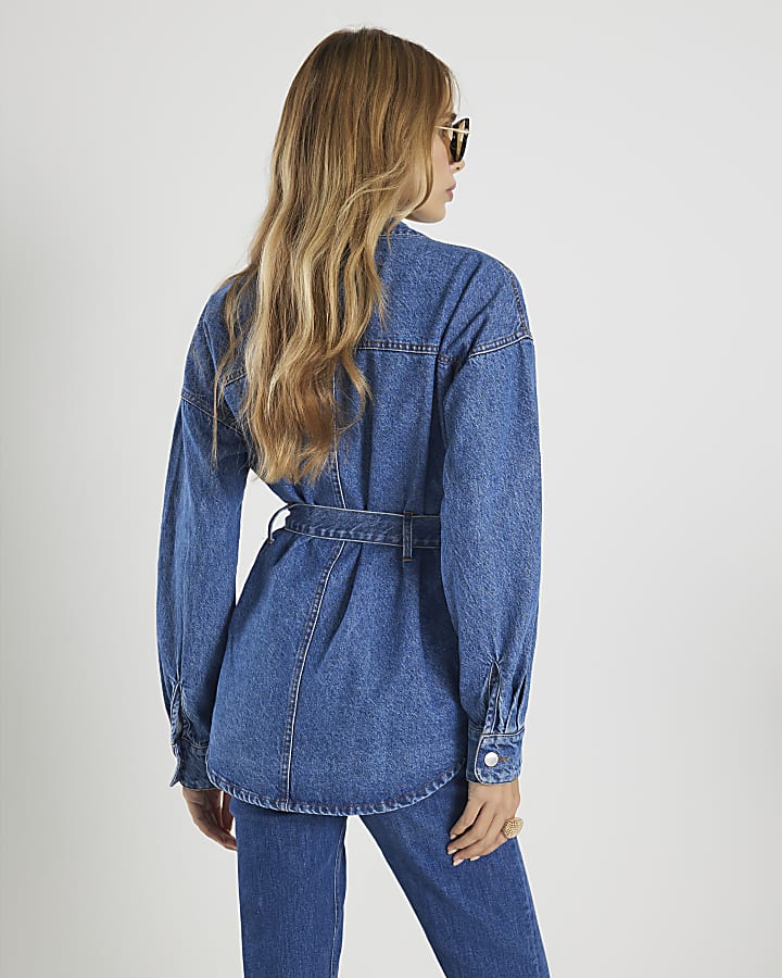 Blue Tie front Denim Jacket