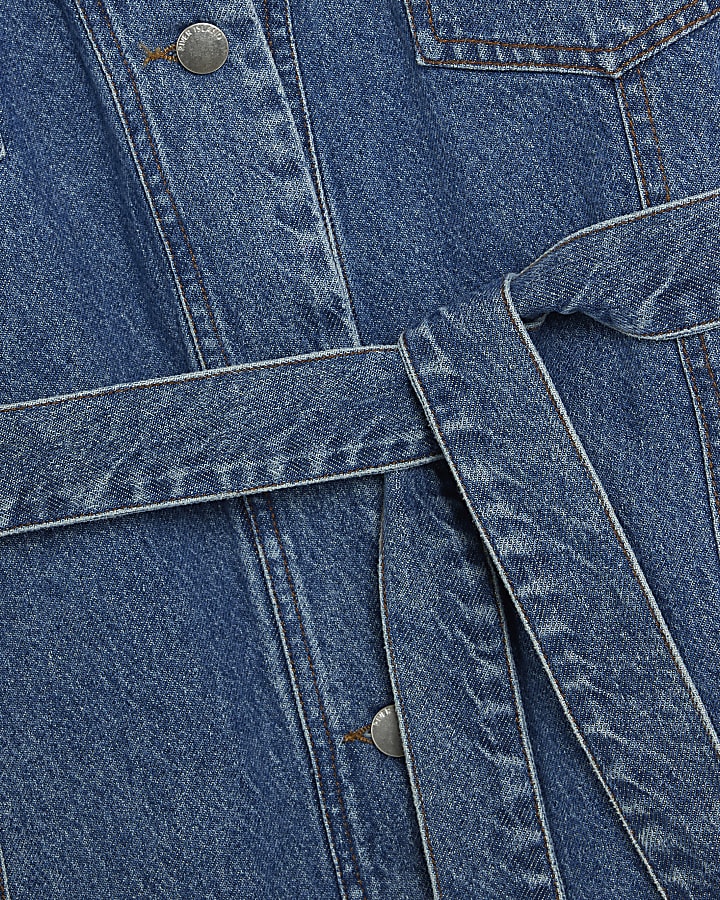 Blue Tie front Denim Jacket