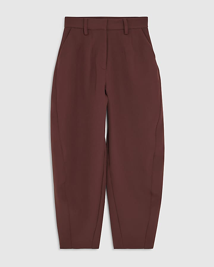Brown Tailored Tapered Leg Trousers