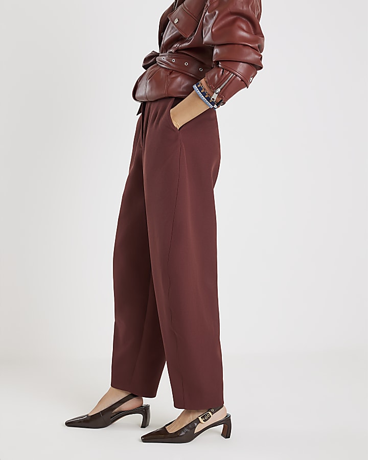 Brown Tailored Tapered Leg Trousers