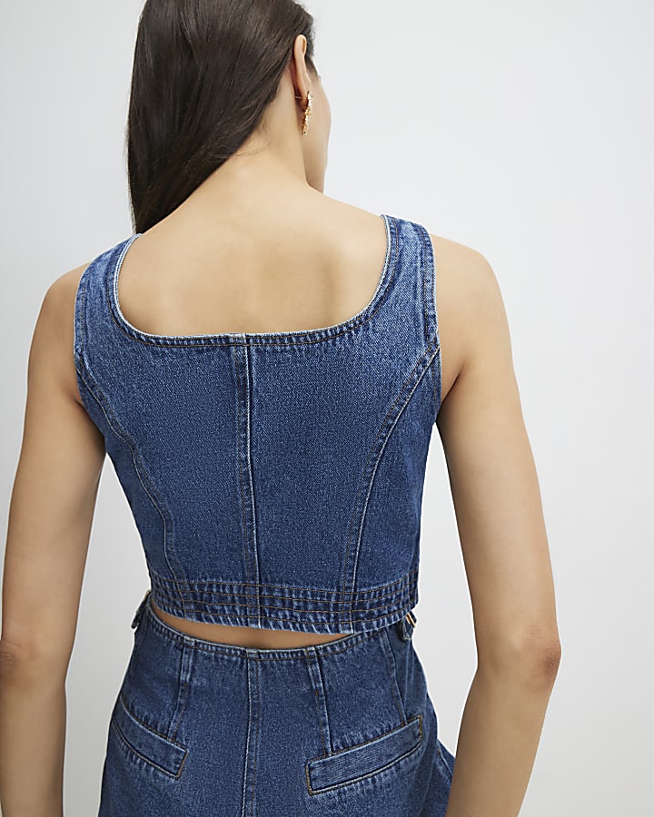 Blue Tab Side Tailored Denim Shorts