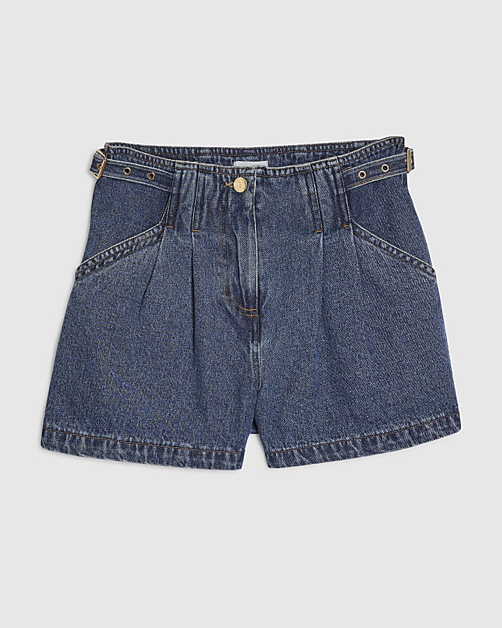 Blue Tab Side Tailored Denim Shorts
