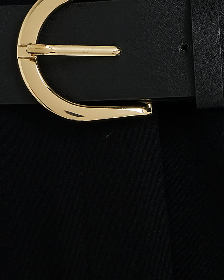 Black Structured Belted Shorts