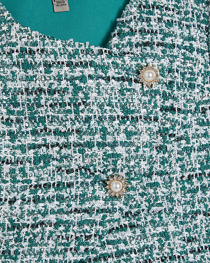 Green Boucle Wrap Over Top