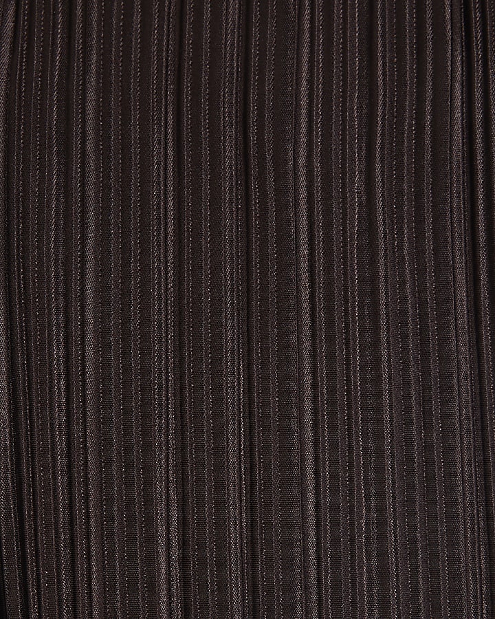 Brown Plisse Wide Leg Trousers