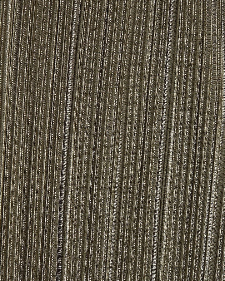 Green Plisse Wide Leg Trousers