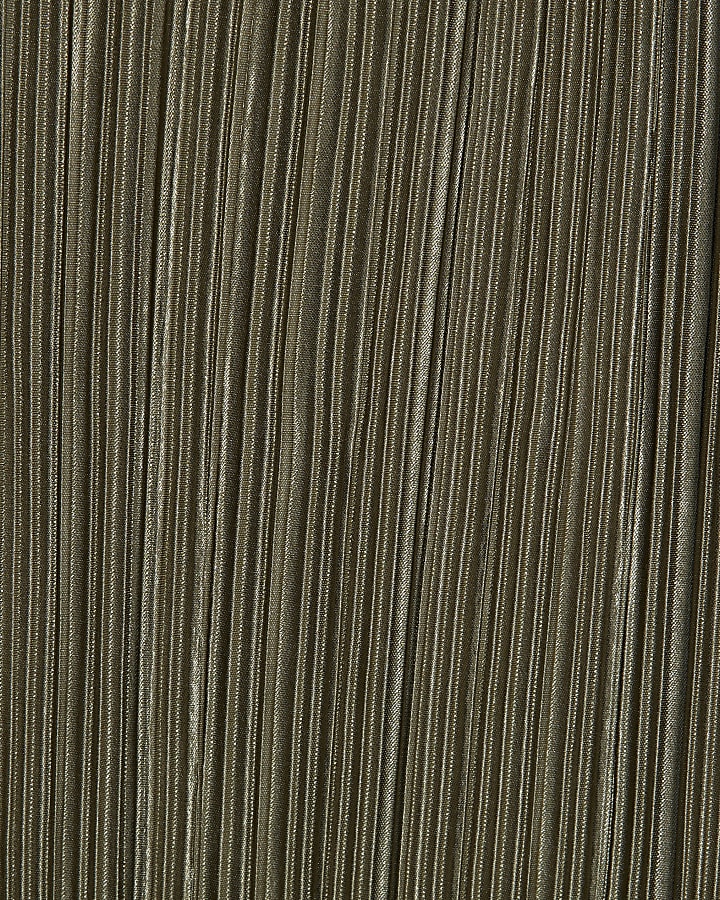 Petite Green Plisse Wide Leg Trousers