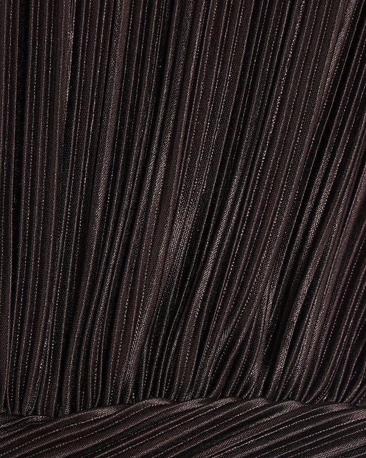 Petite Brown Plisse Wrap Top