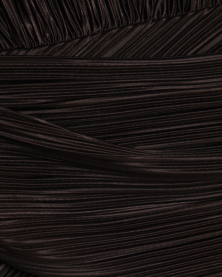 Brown Plisse Sleeveless Wrap Top