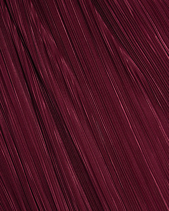 Petite Red Plisse Asymmetric Drape Midi Dress