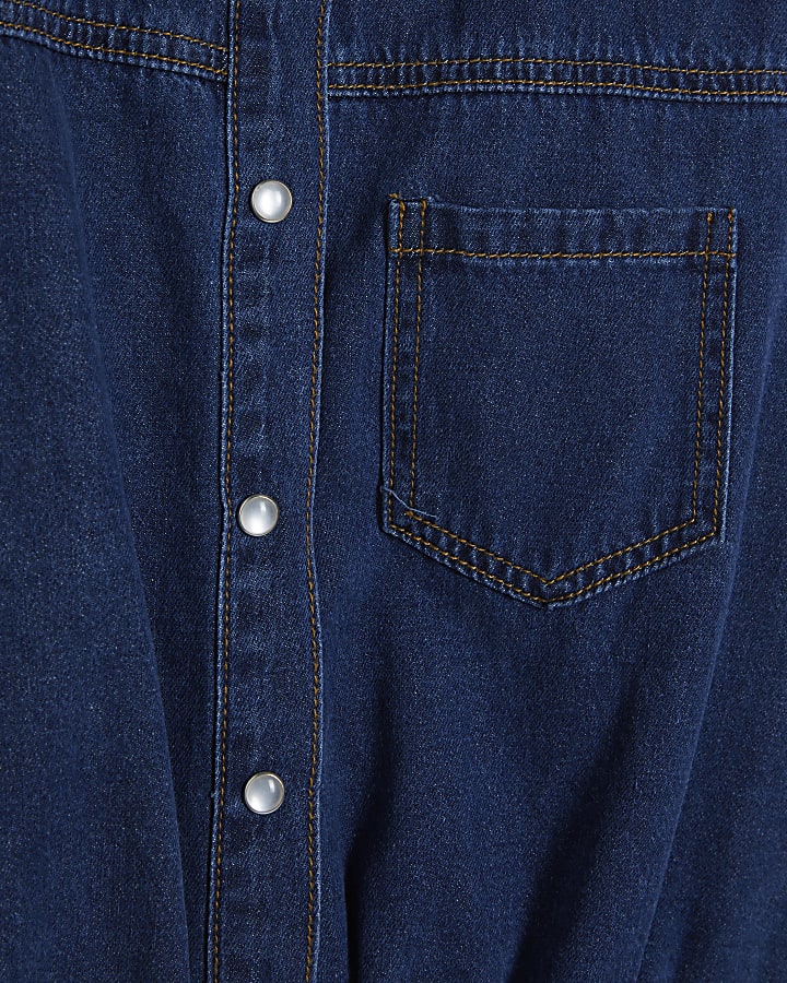 Blue Shoulder Pad Denim Bodysuit