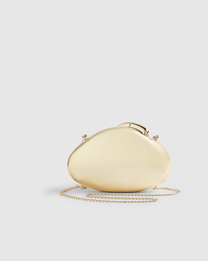 Gold Hard Shell Clutch Bag