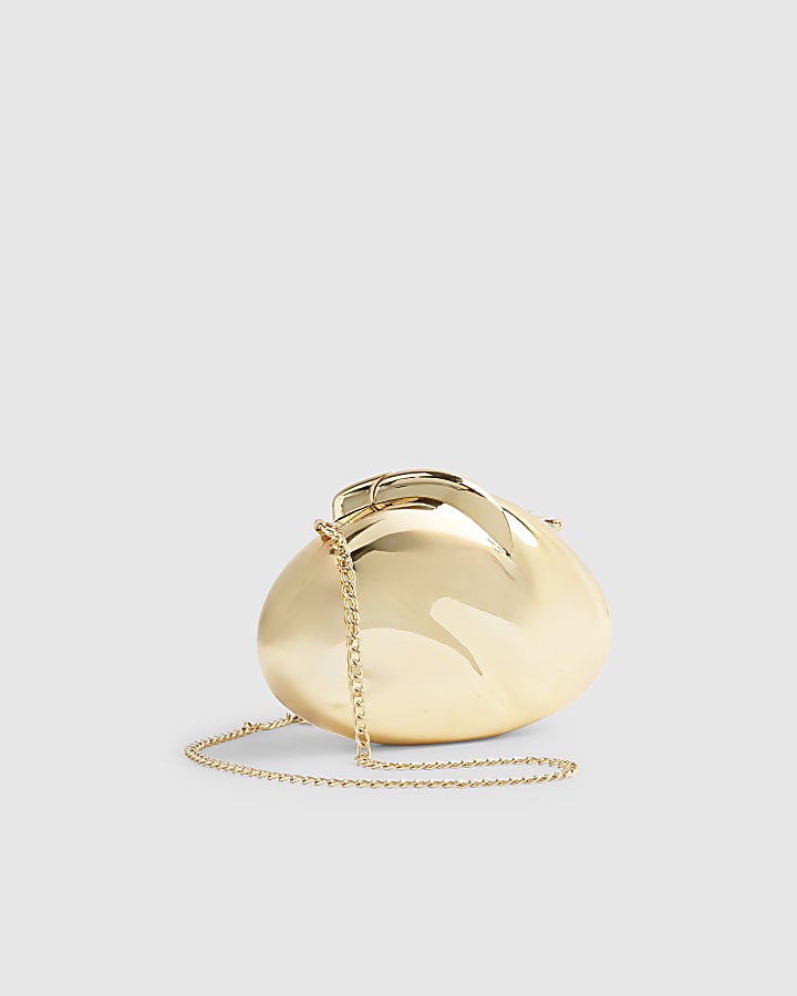 Gold Hard Shell Clutch Bag