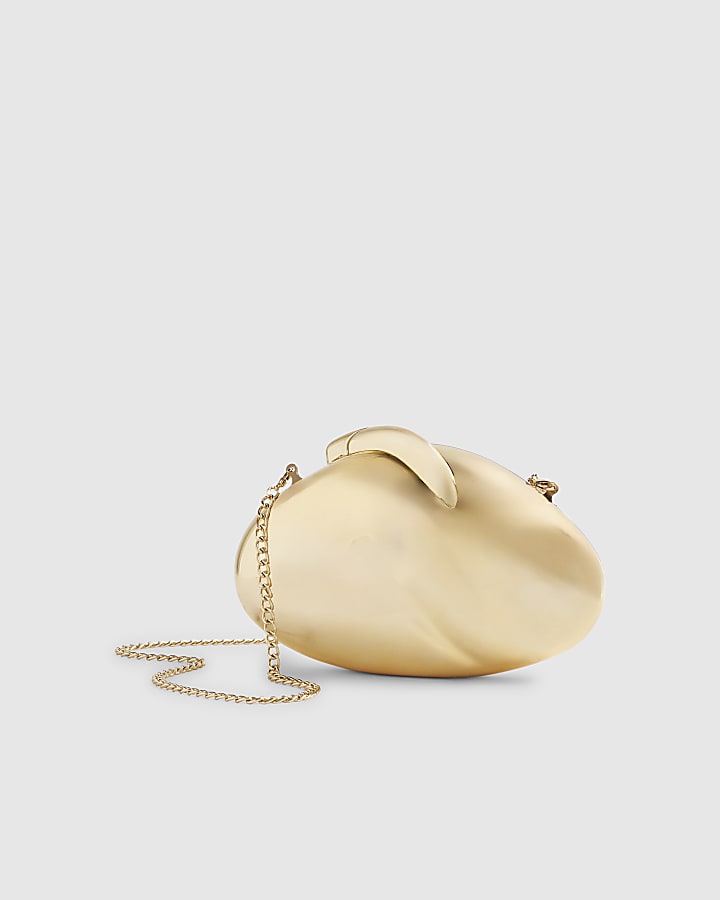 Gold Hard Shell Clutch Bag