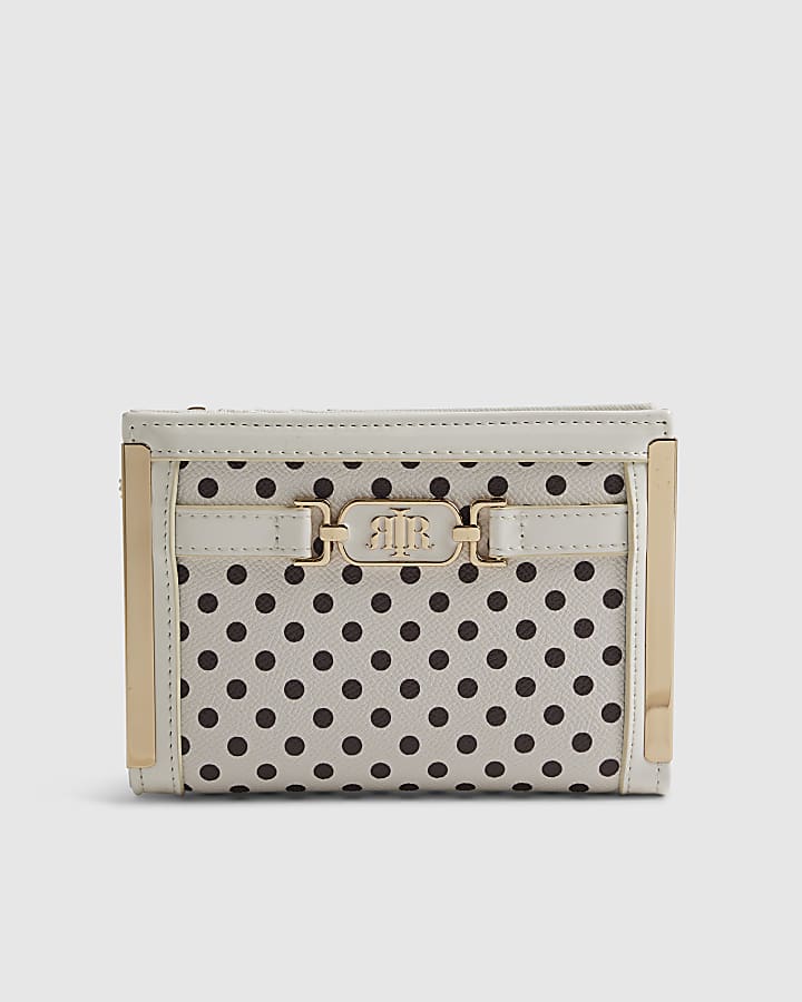 Cream Polka Dot Foldout Purse