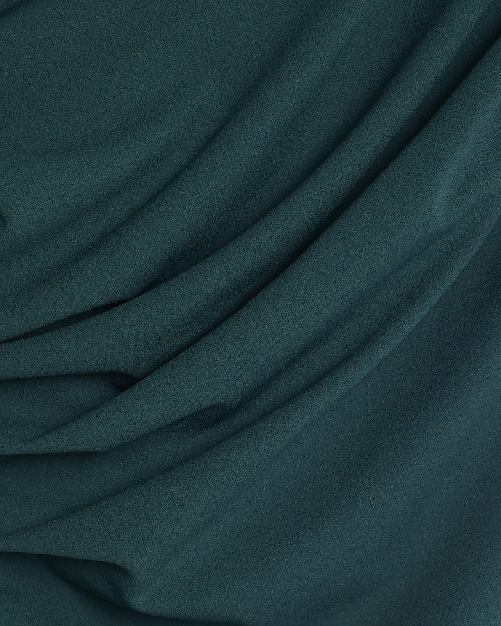 Green Short Sleeve Off Shoulder Drape Top