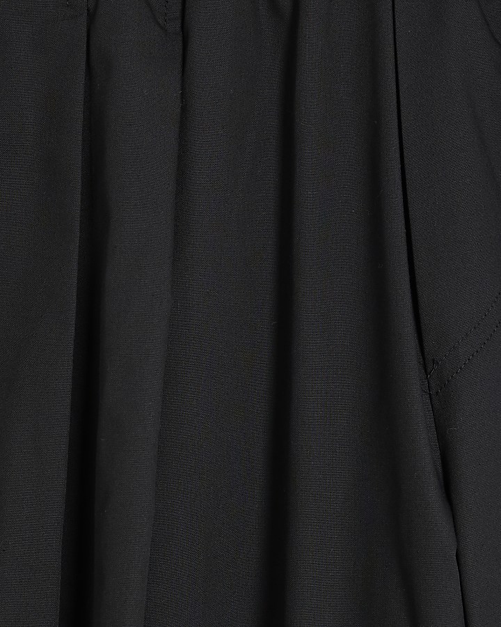 Black Poplin Barrel Leg Trousers