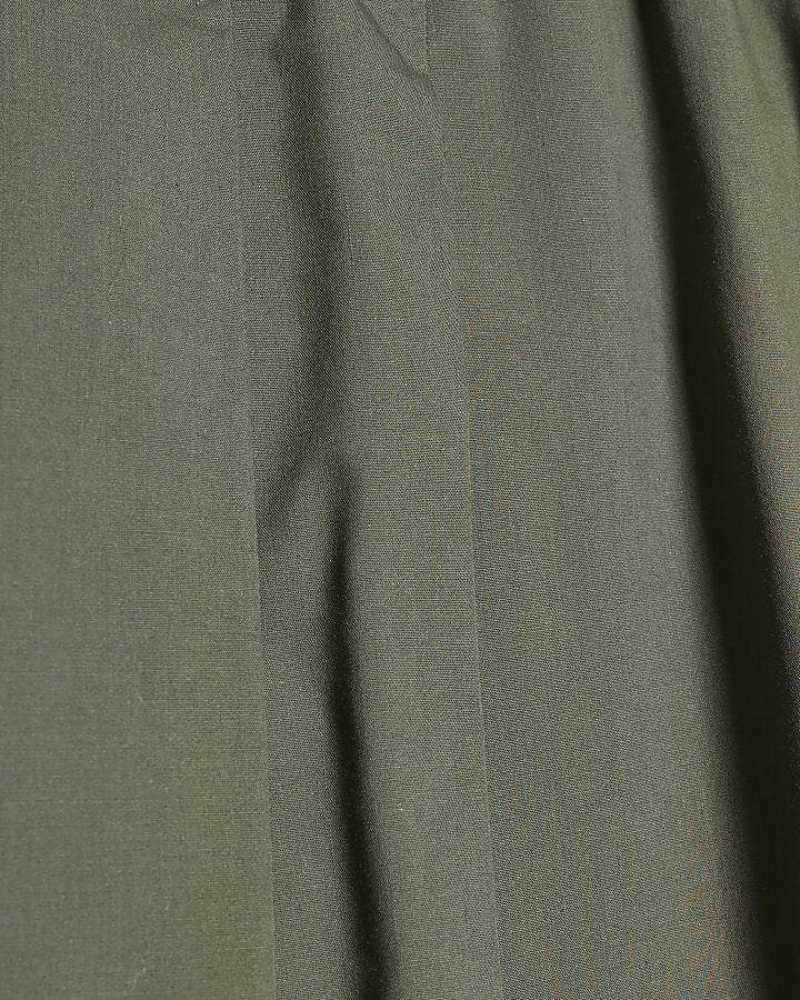 Khaki Poplin Barrel Leg Trousers