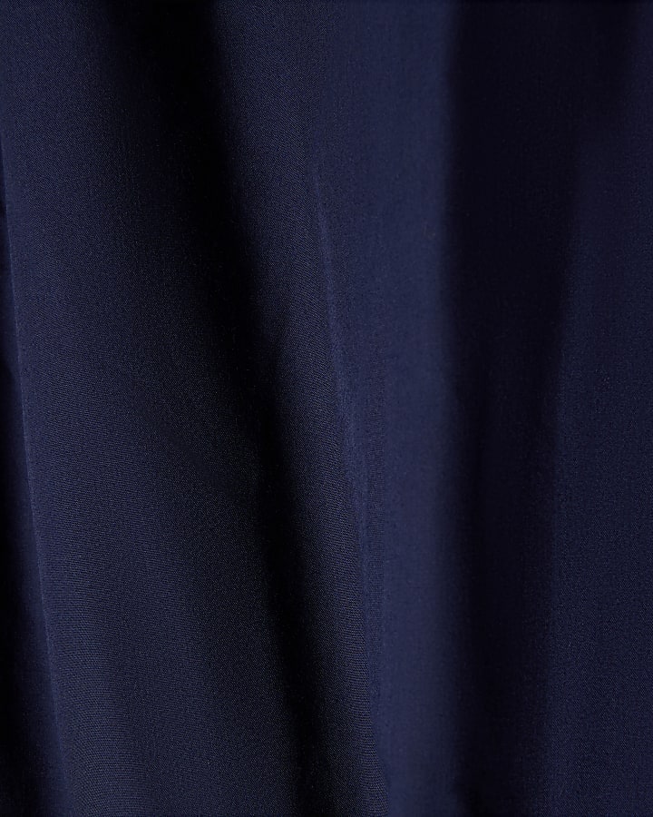 Navy Barrel Leg Trousers