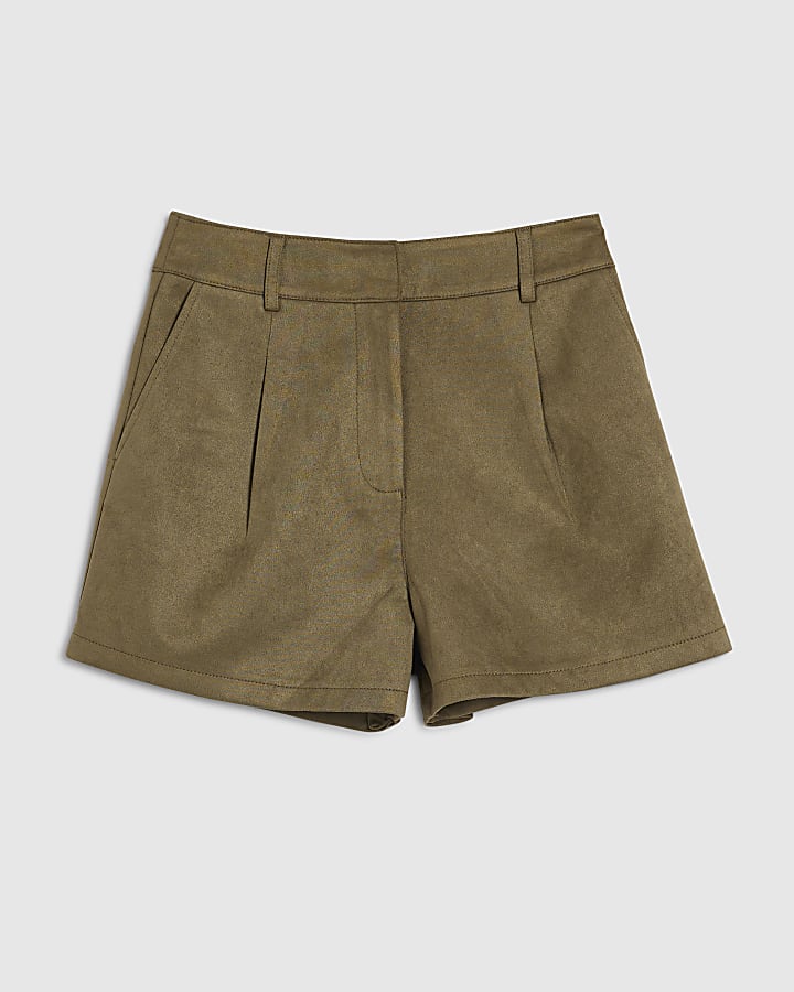 Green Faux Suede Shorts