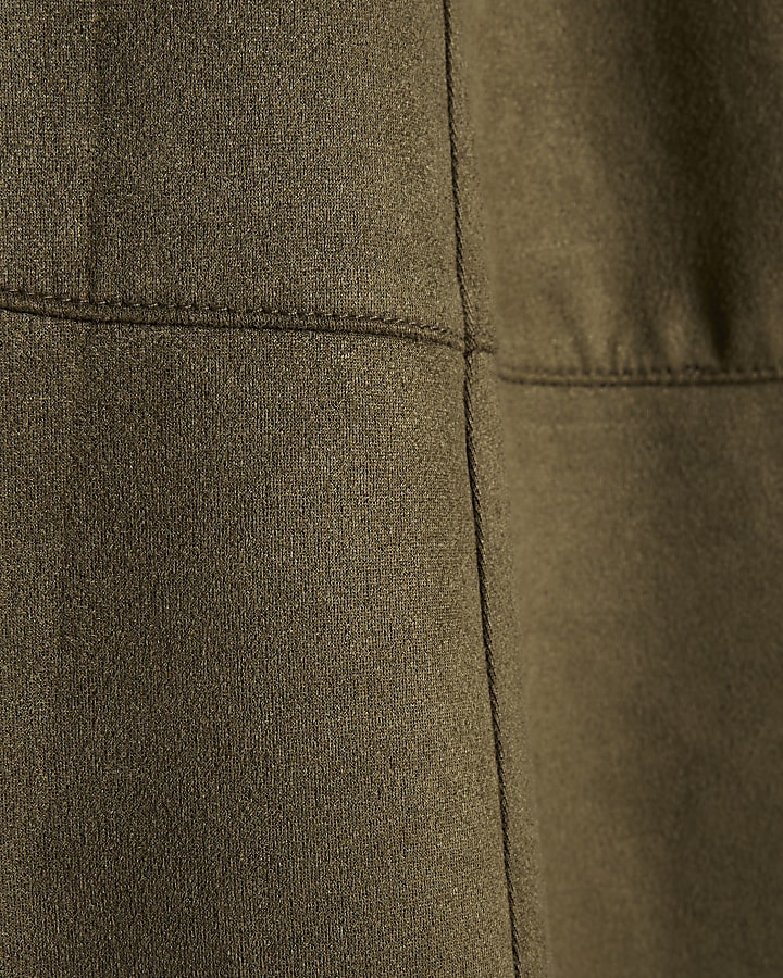 Khaki Faux Suede Full Circle Midi Skirt