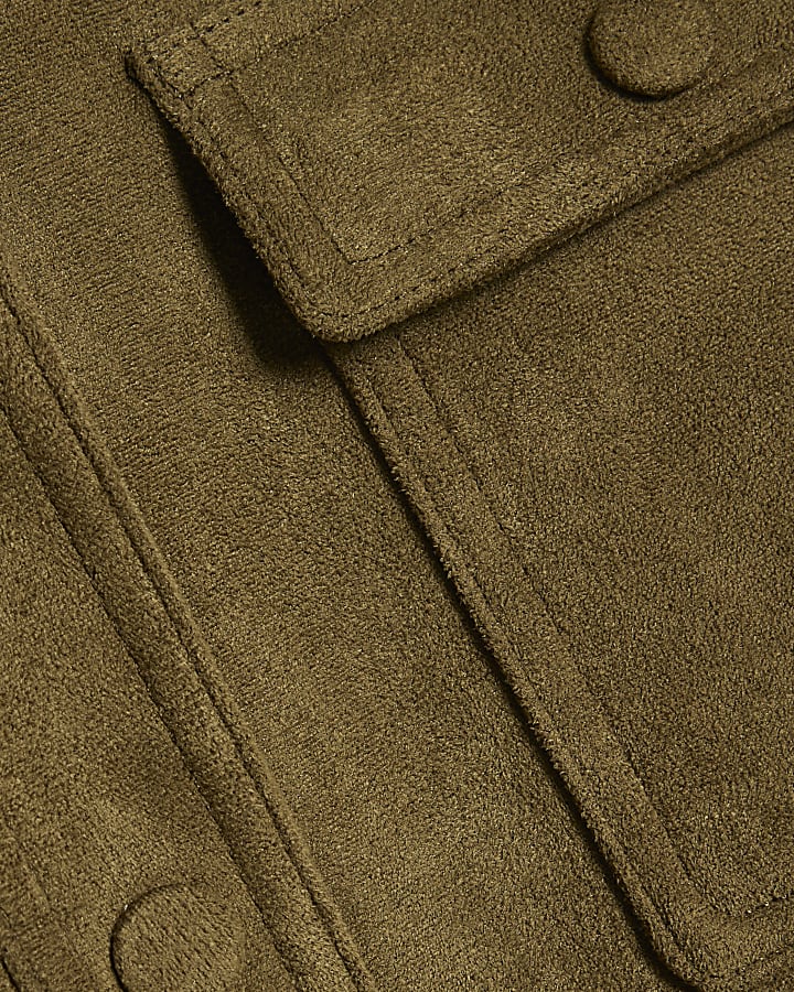 Khaki Belted Faux Suede Belted Jacket