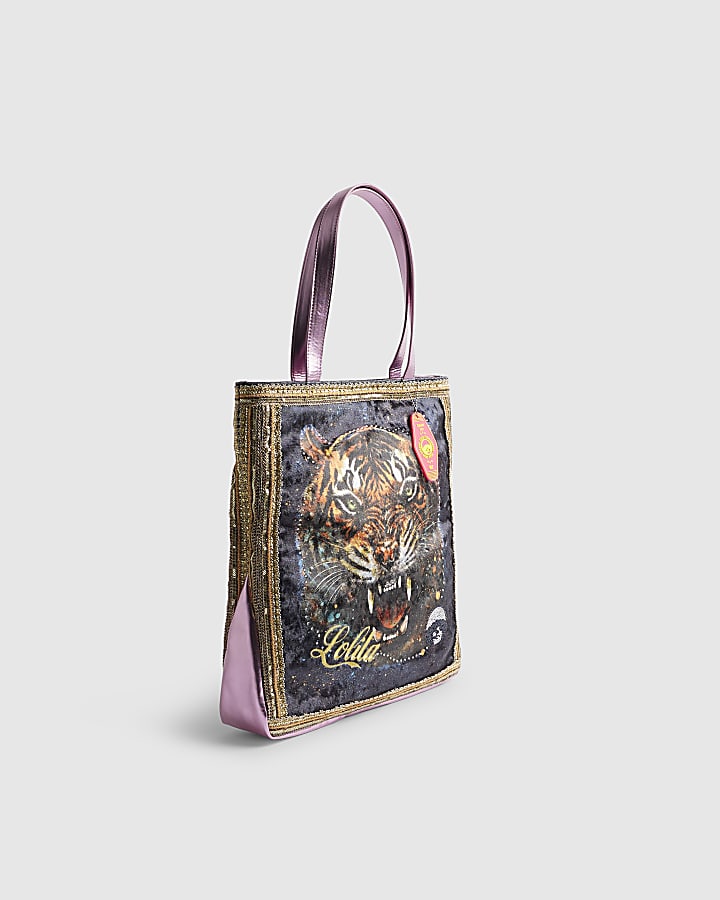 Black Year Zero Velour Tiger Face Bag