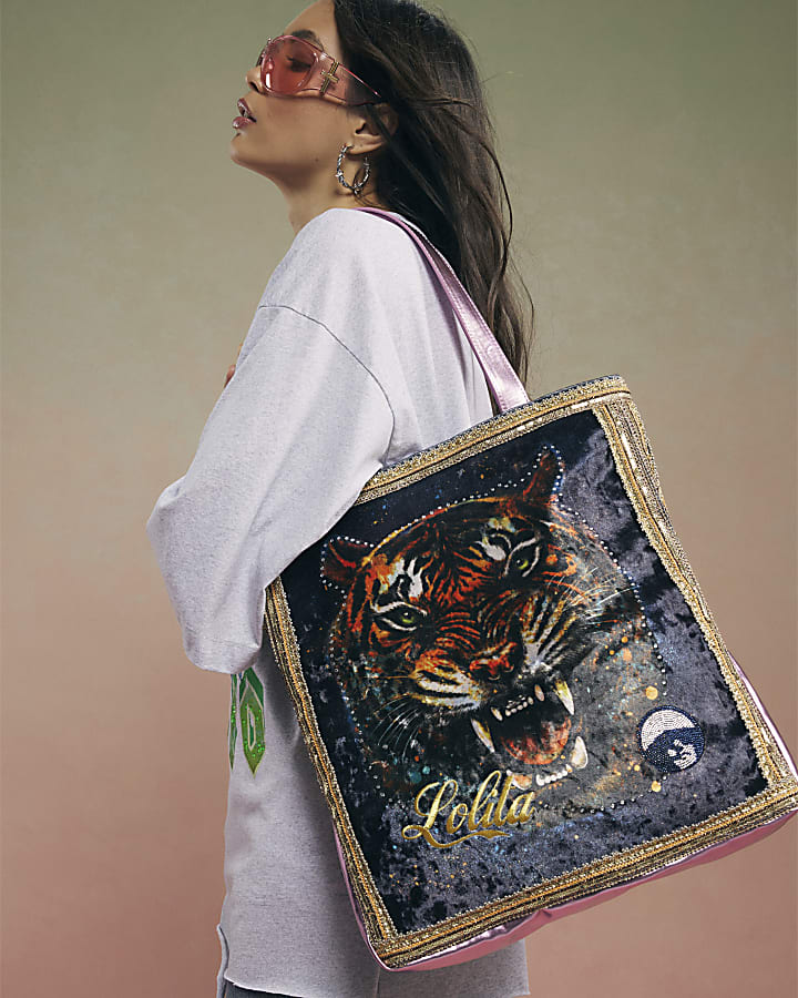 Black Year Zero Velour Tiger Face Bag