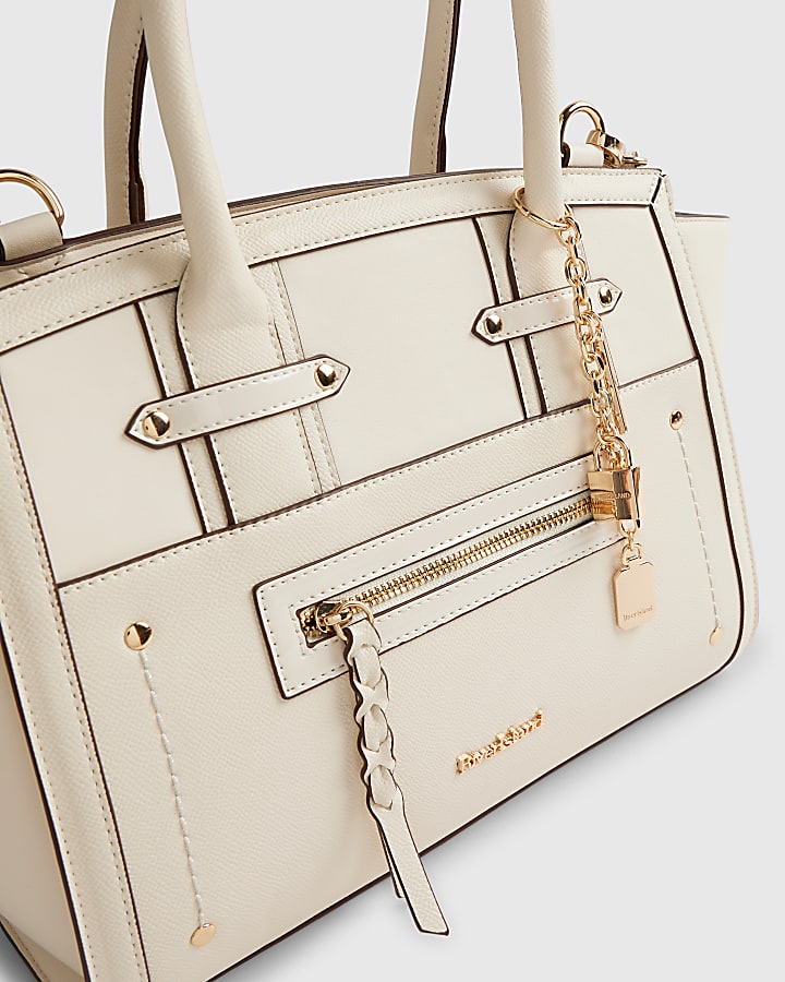 Cream Winged Panelled Tote Bag