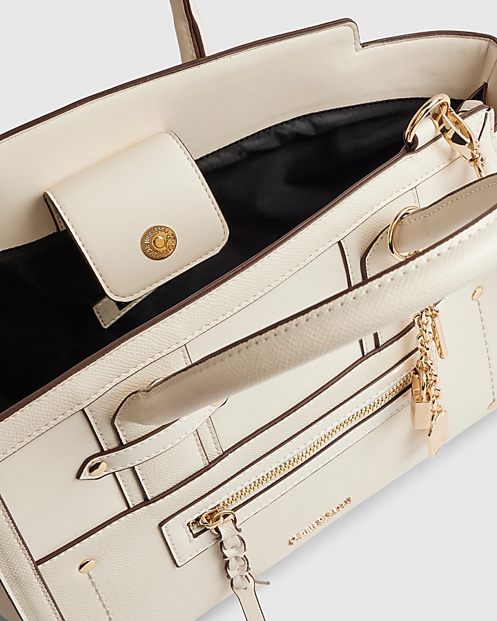 Cream Winged Panelled Tote Bag