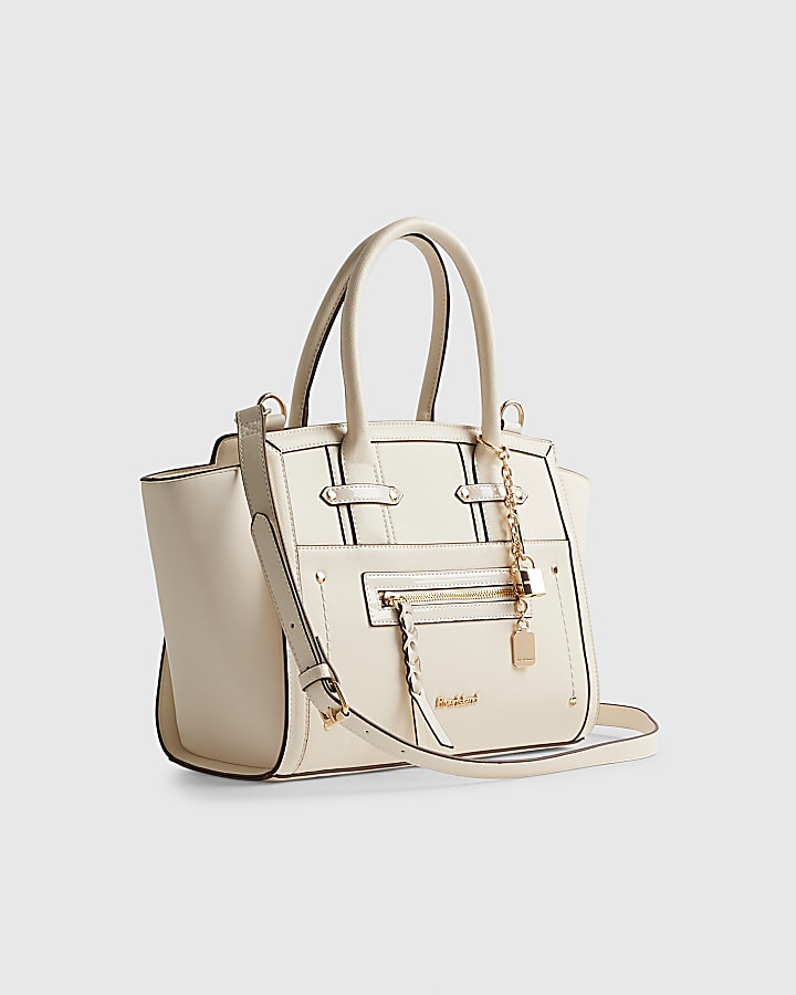 Cream Winged Panelled Tote Bag