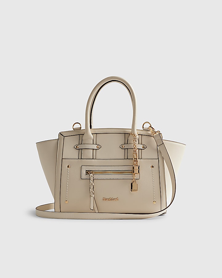 Cream Winged Panelled Tote Bag