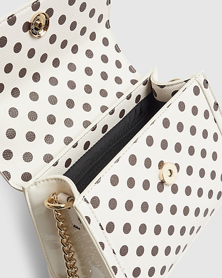Cream Polka Dot Mini Charm Tote Bag