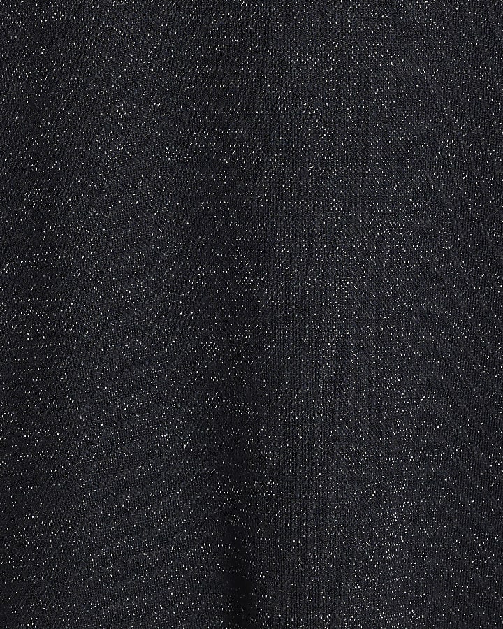 Navy High Neck Glitter Top