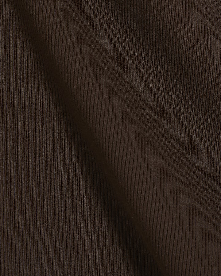 Brown Cotton Fitted Top