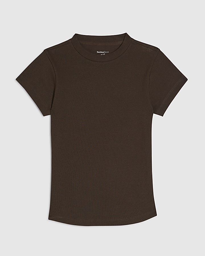Brown Cotton Fitted Top