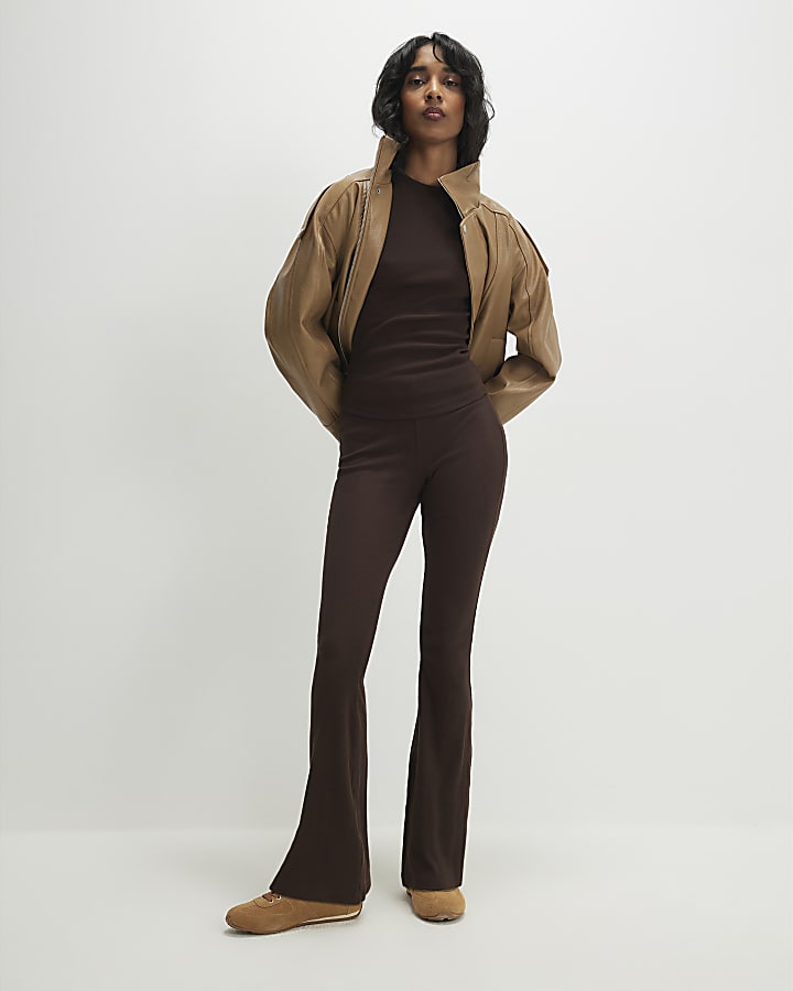 Brown Cotton Fitted Top