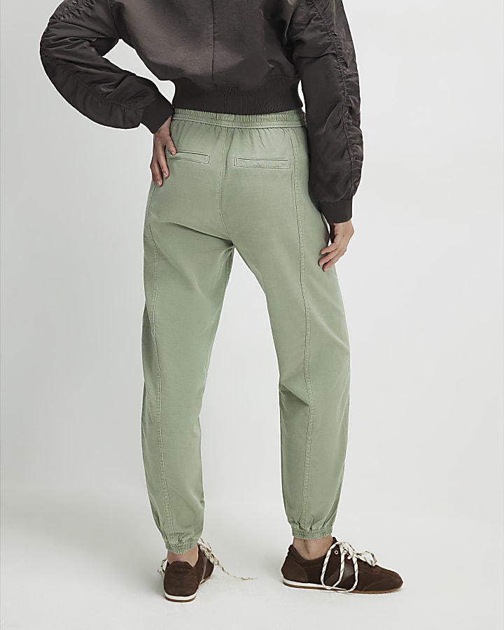 Green Denim Elasticated Joggers
